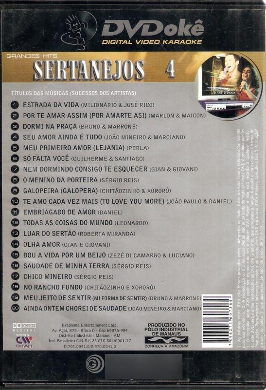 Dvdokê Grandes Hits Sertanejos 4 - CAREWARE - DVD Virgem
